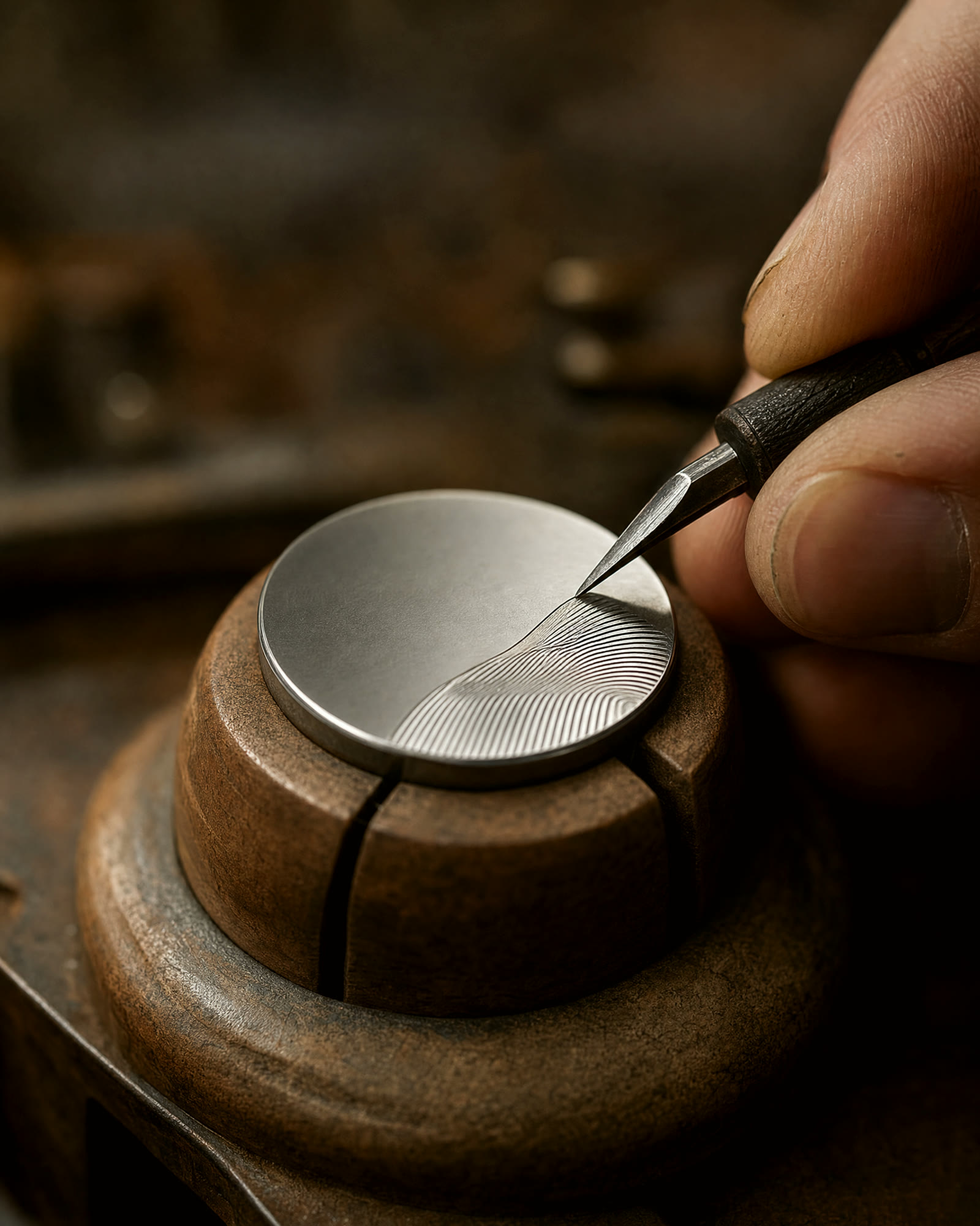 Hand-engraving details on the manufacturing floor