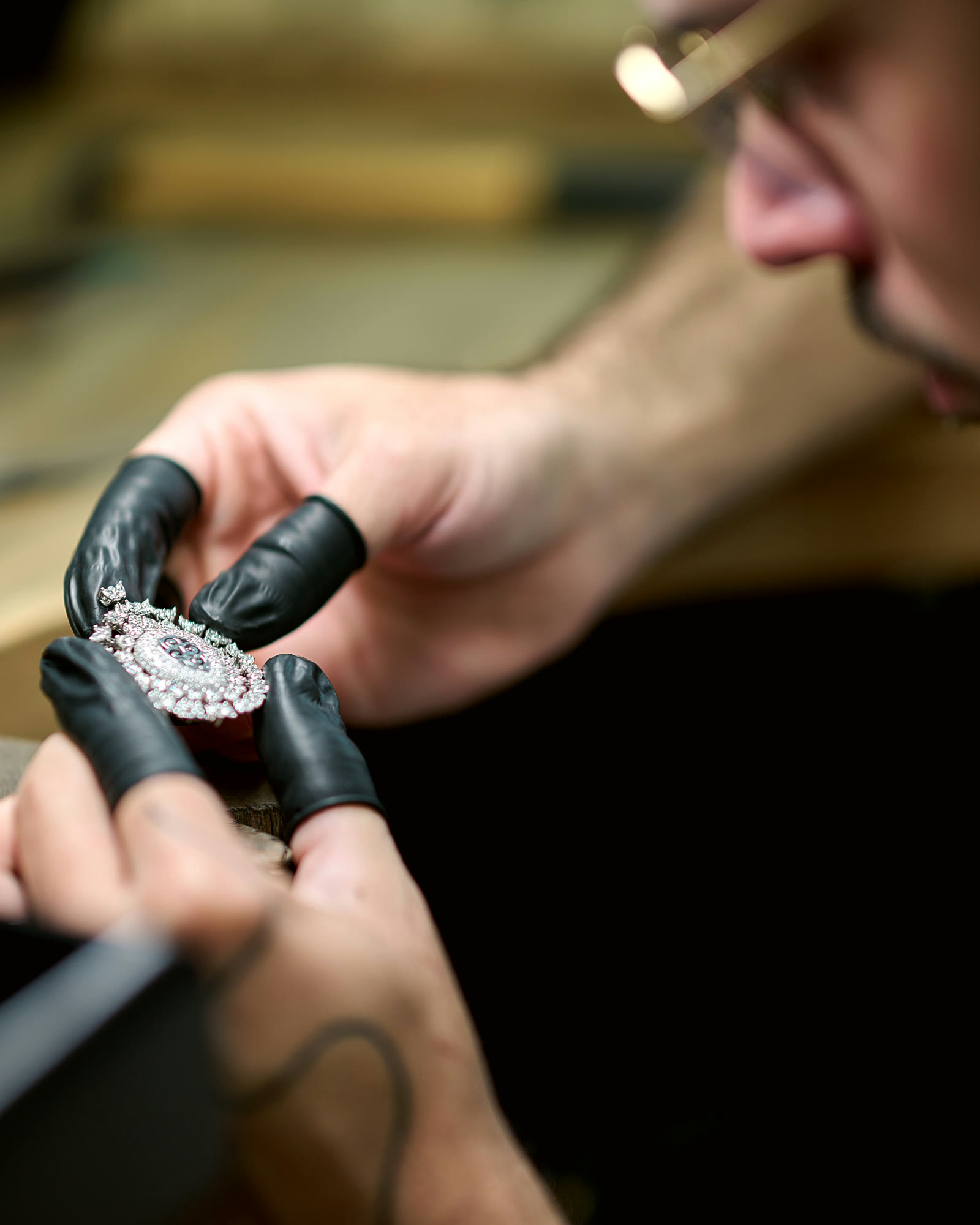 Stone setting on the manufacturing floor